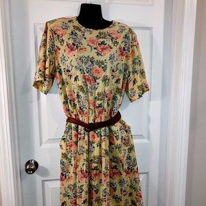 Vintage Floral Yellow Dress